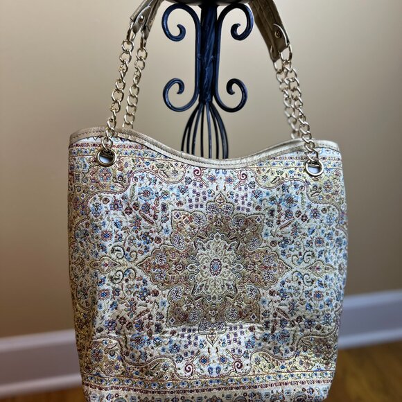 MOTTIF ISTANBUL 1024 woven chain faux leather chain strap. Woven shimmery gold - Picture 2 of 7